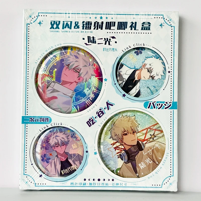 Anime Link Click Lucas Charles Jo Cosplay series Britbday gift Laser badge box Cute Cartoon 58mm 75mm tinplate Brooch