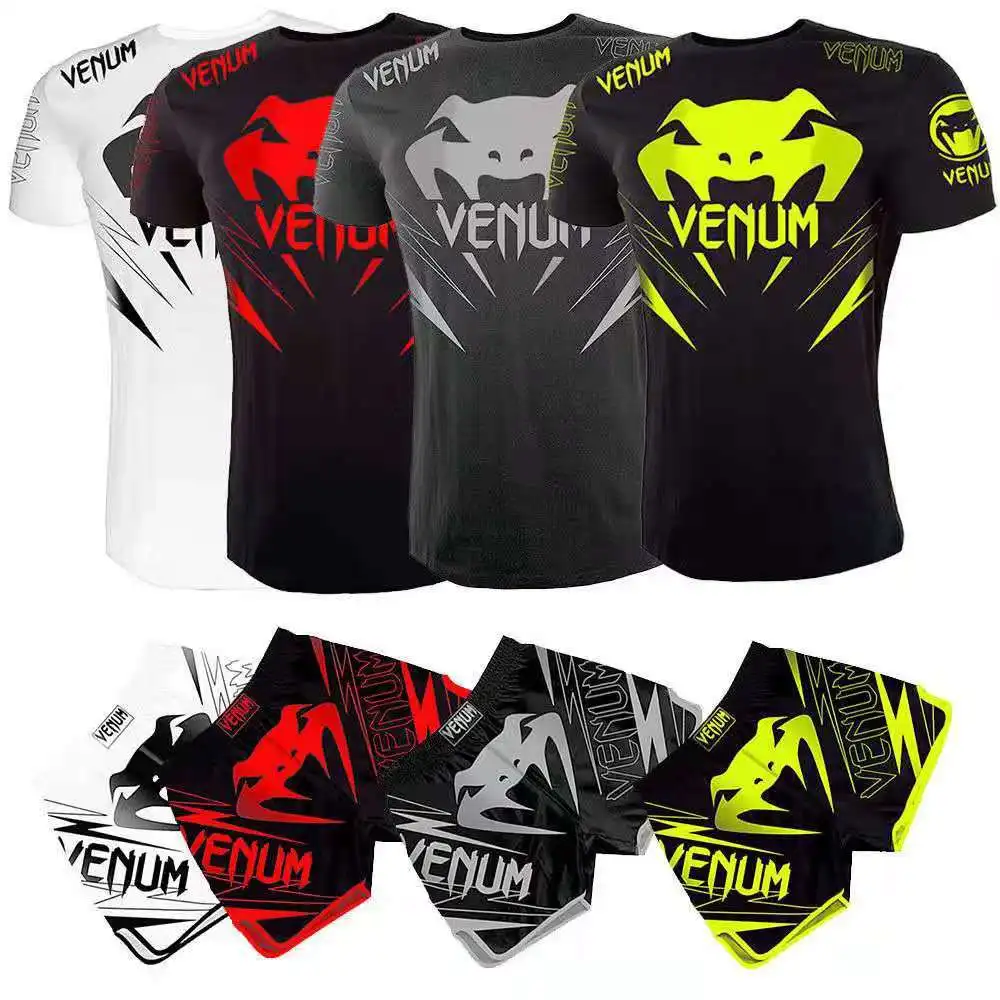 Men's Boxing Tight T-shirts Summer Sports Quick Dry Ice Sensation Tight-fitting Gym Boxing Match T-shirt