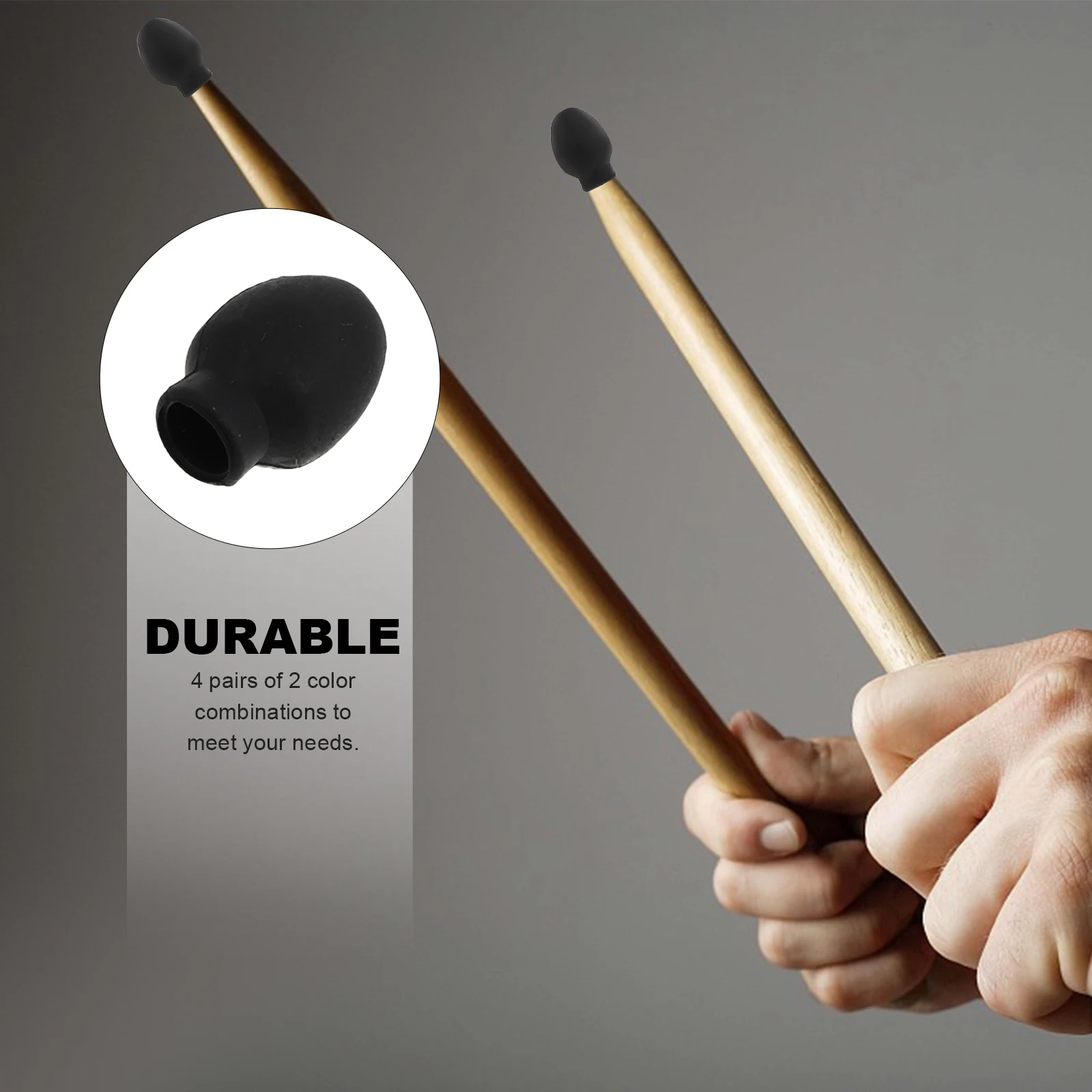 

8pcs Silicone Drumstick Practice Tips Rubber Drum Head Protectors Drum Mute Silent Tips Outdoor Percussion Practice 4 Color Sets