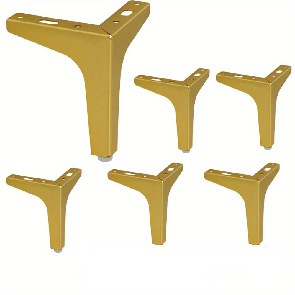 

6 PCS Sofa Legs 130mm Tapered Decoration Support Hardware Golden Steel Furniture Feet Cabinet Metal Chrome Sofa Legs