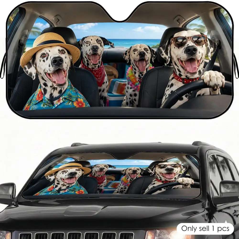 family of Dalmatians traveling Car Sun Visor Front Windshield Coverings Blocker Auto Protector Window Visor Screen Cover