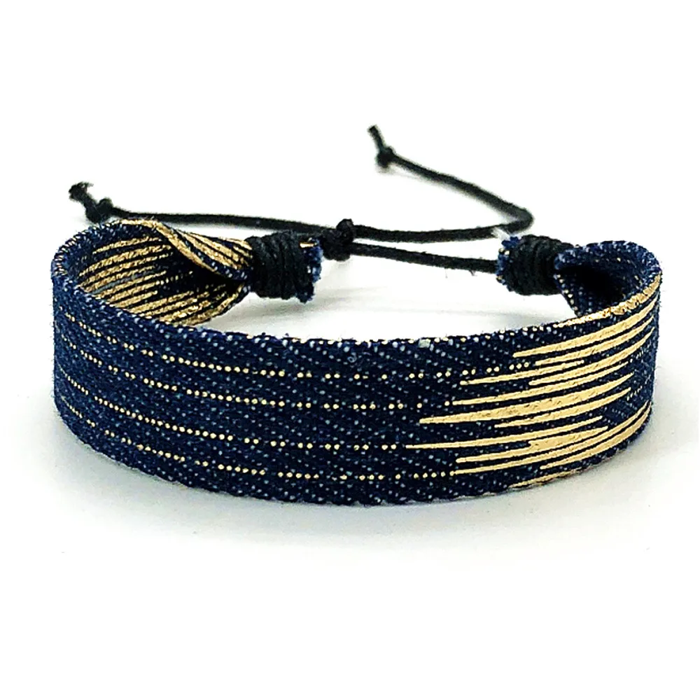 Braccialetto Vintage fatto a mano stella Punk blu Denim uomo per le donne braccialetti e braccialetti di amicizia etnica gotica regalo di gioielli