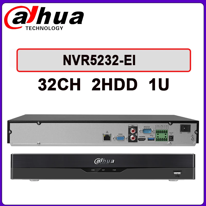 Dahua 32CH 1U 2HDD Lite NVR5232-EI Support EPTZ Face Detection SMD Face Recognition Perimeter Protection Network Video Recorder