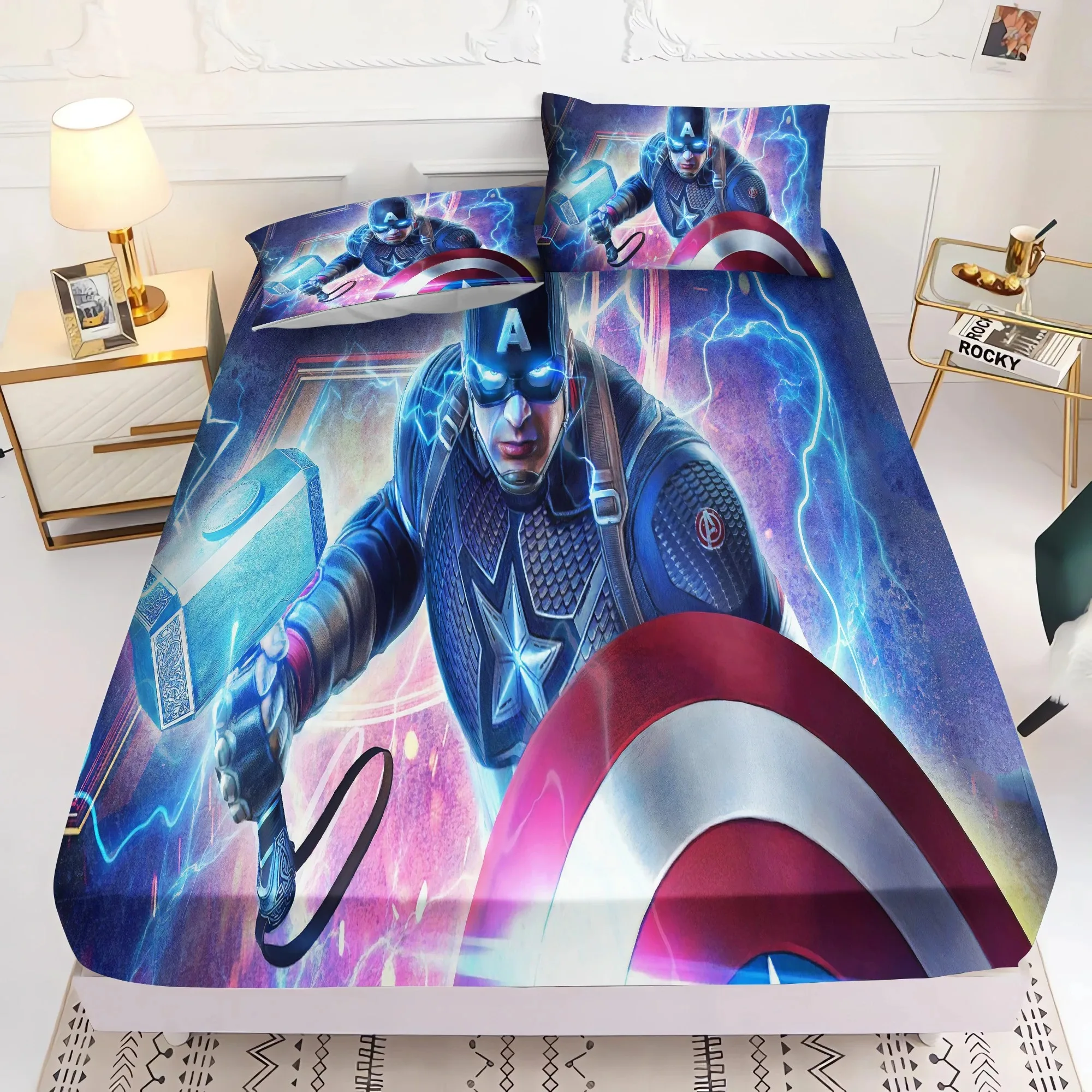 

New On Product 3piece The Avengers Bedding Fitted Sheet Mattress Cover Four Corners With Elastic Band Bed Sheet