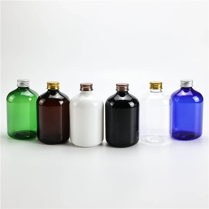 

Multicolor 300ml x 20 Empty Chunky Plastic Bottles With Aluminum Screw Lid PET Essential Oil Shampoo Travel Packaging Containers
