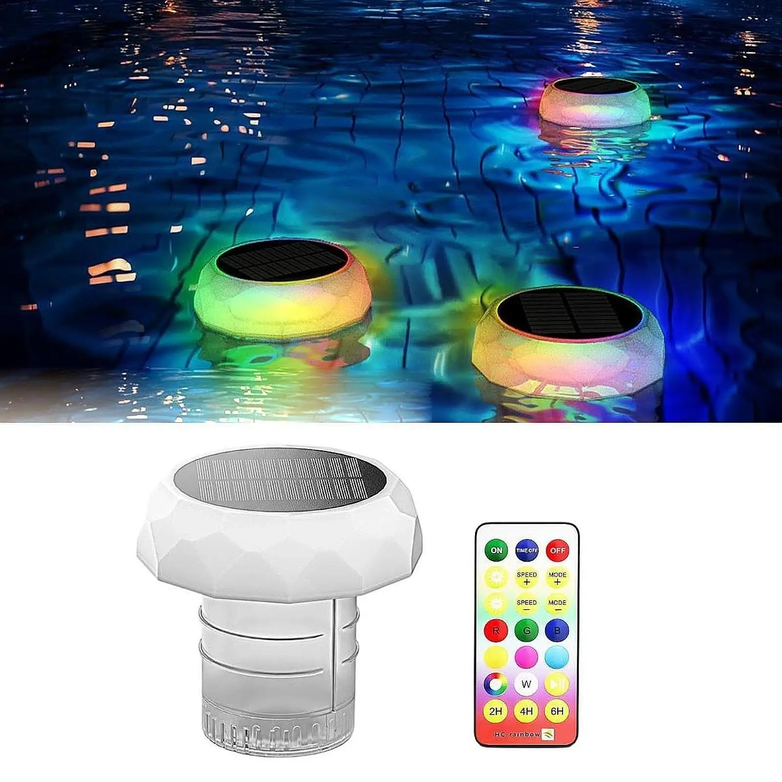 ABS Outdoor Swimming Pool LED Light Solar Powered Submersible Fountain Lamp for Hotel Hydromassage Pool
