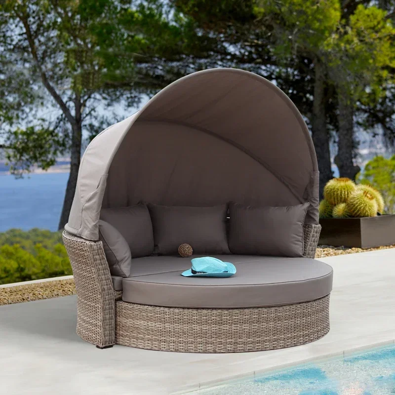 Outdoor Circular Sofa Round Bed Furniture Garden Sofas Round Beds Outdoor Rattan Comfortable