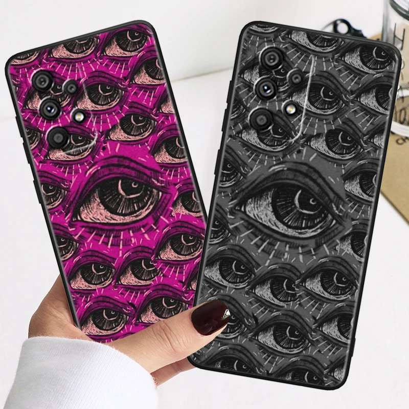 Art Devil Horror Eyes For Samsung Galaxy A73 A72 A54 A53 A52S A34 A33 A32 A24 A23 A22 A15 A14 A13 A03S A02S Black Phone Case