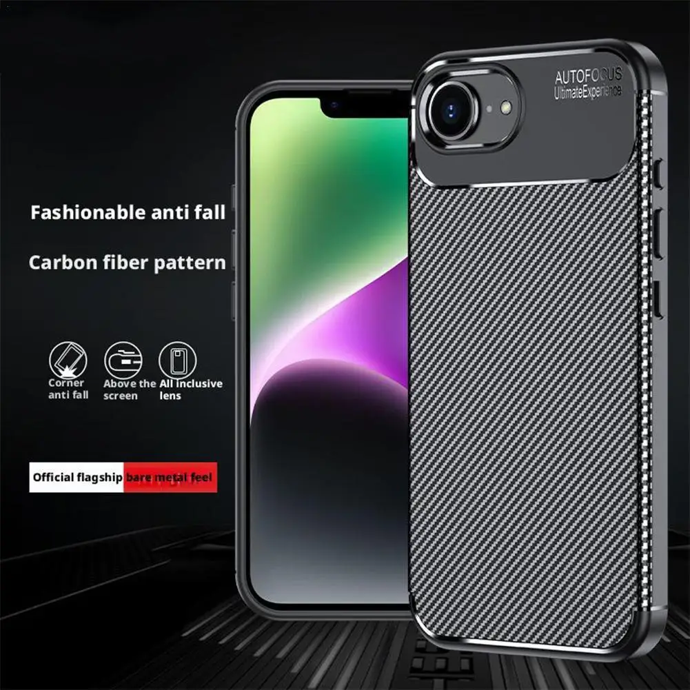 آيفون 16e حافظة واقية من ألياف الكربون الهاتف الوفير للصدمات المضادة للخدش عودة لينة حافظة من البولي يوريثان آيفون 16e اكسسوارات