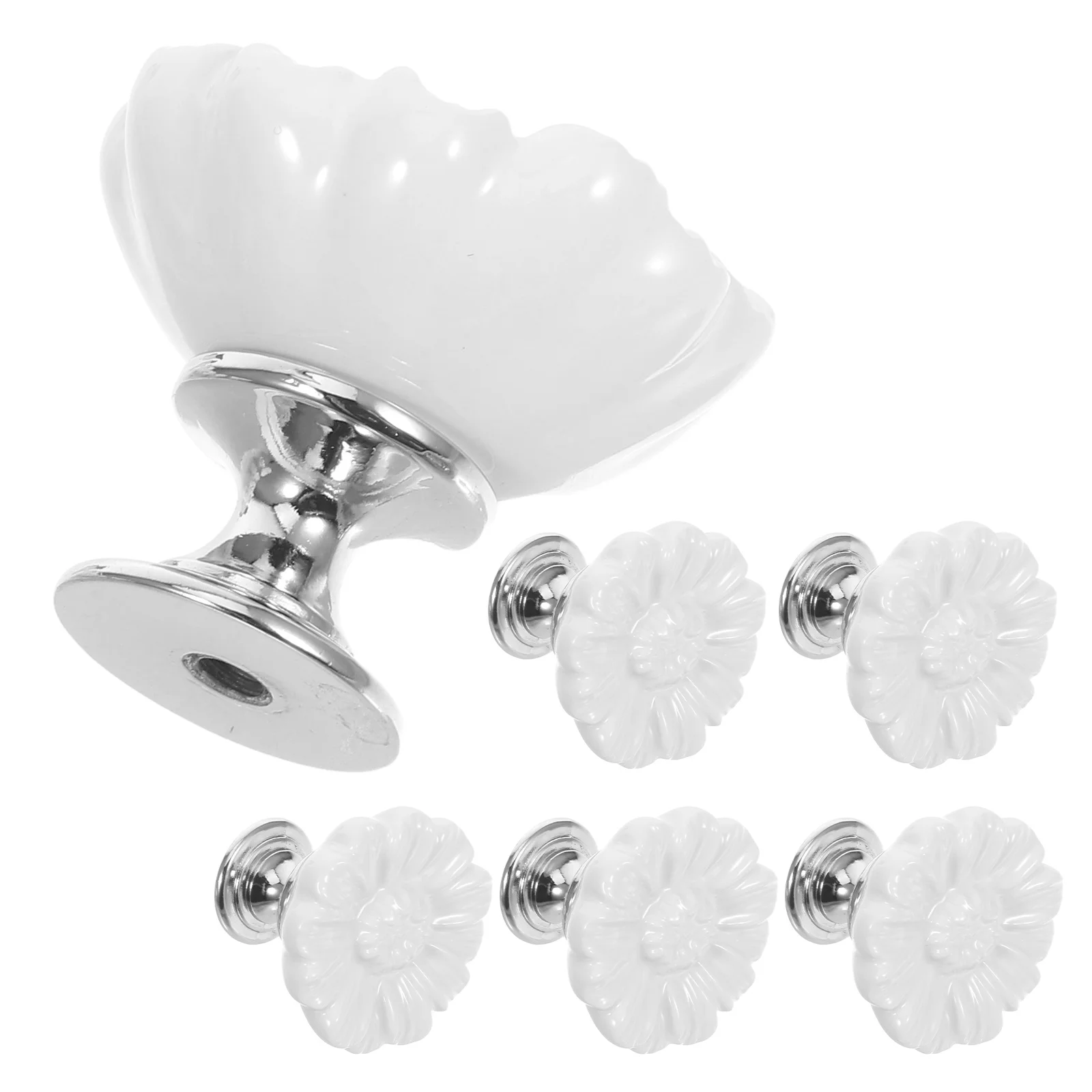 

6pcs Vintage Ceramic Dresser Floral Daisy Drawer Decorative Cabinet Pulls Retro Flower Shape Knobs For Cupboard Doors Dresser