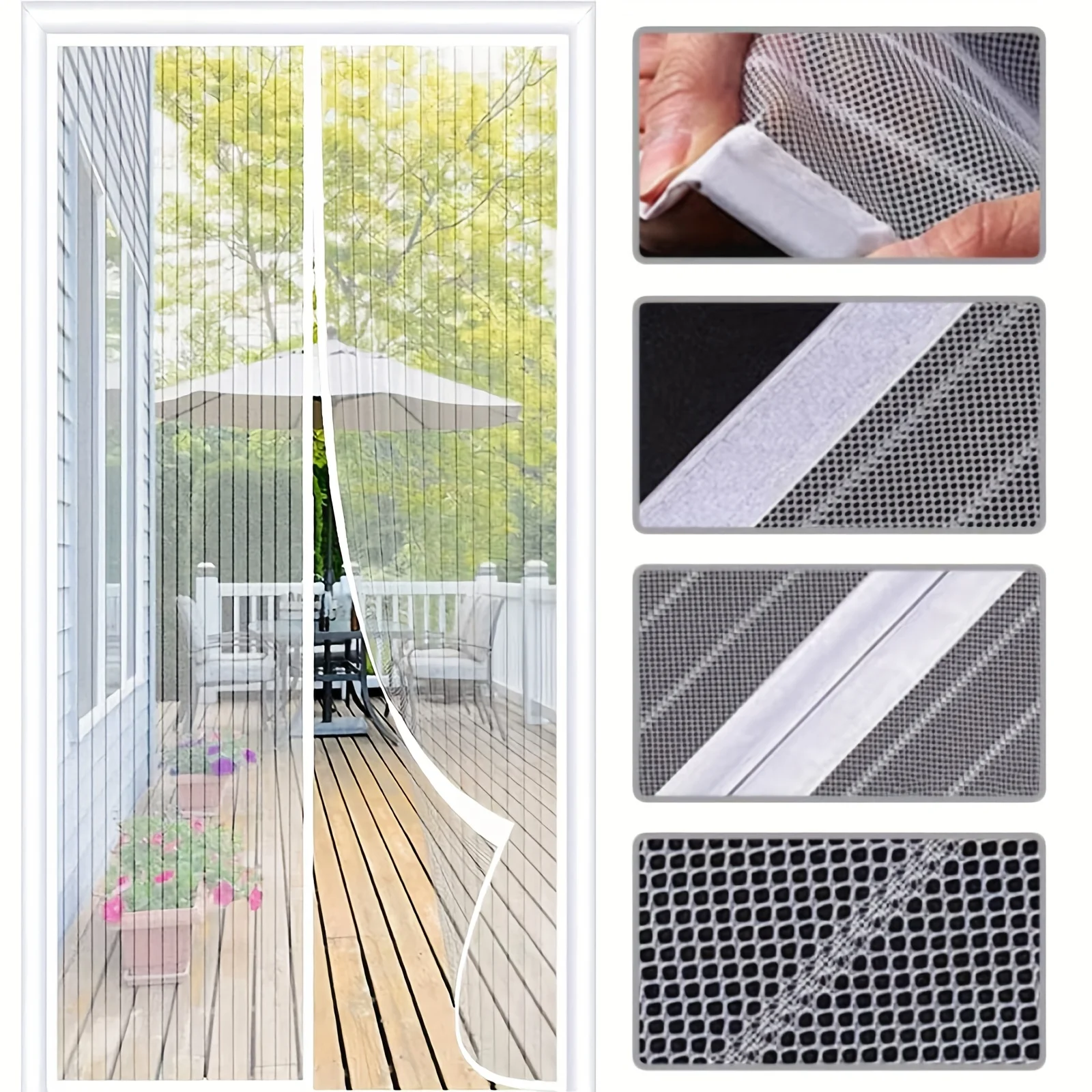 Auto-Close Magnetic Mosquito Door Curtain, Breathable Polyester Screen for Outdoor Doors & Balconies, Easy Clean Privacy Filter