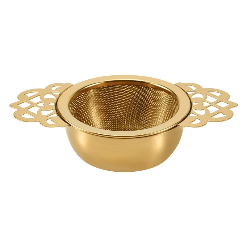 طقم شاي مصفاة شاي من الفولاذ المقاوم للصدأ مع وعاء تنقيط، سهل التنظيف، أداة مطبخ معلقة على شكل أوراق فضفاضة