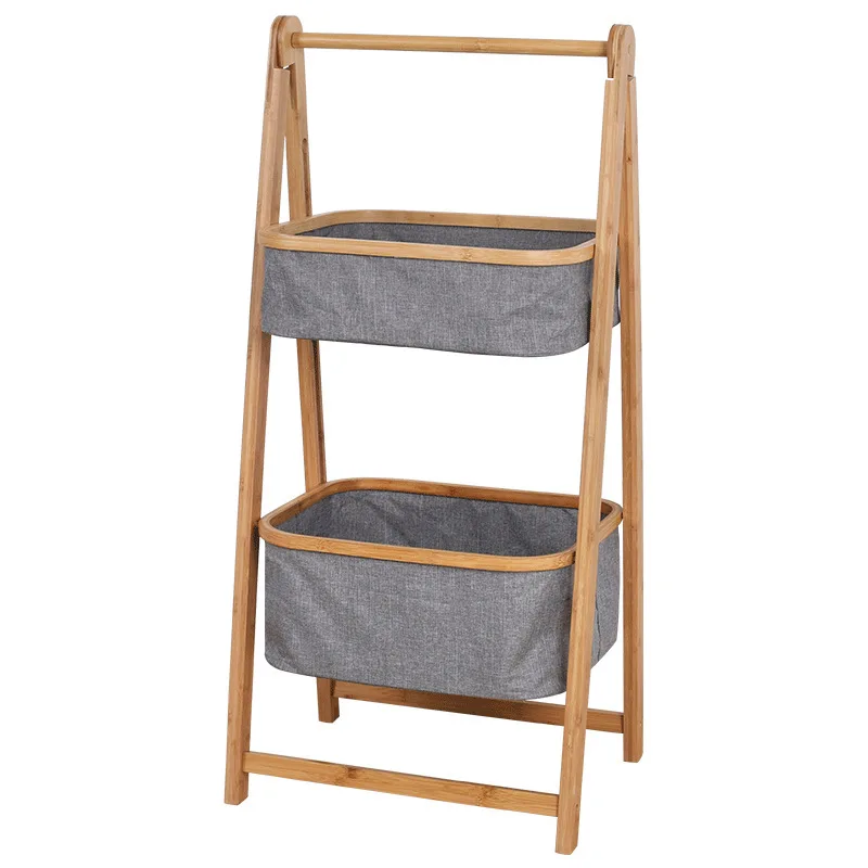 

Foldable Storage Basket for Dirty Clothes,Household Laundry Basket, Double-layer Dirty Clothes Basket, Bamboo Cloth Storage Rack
