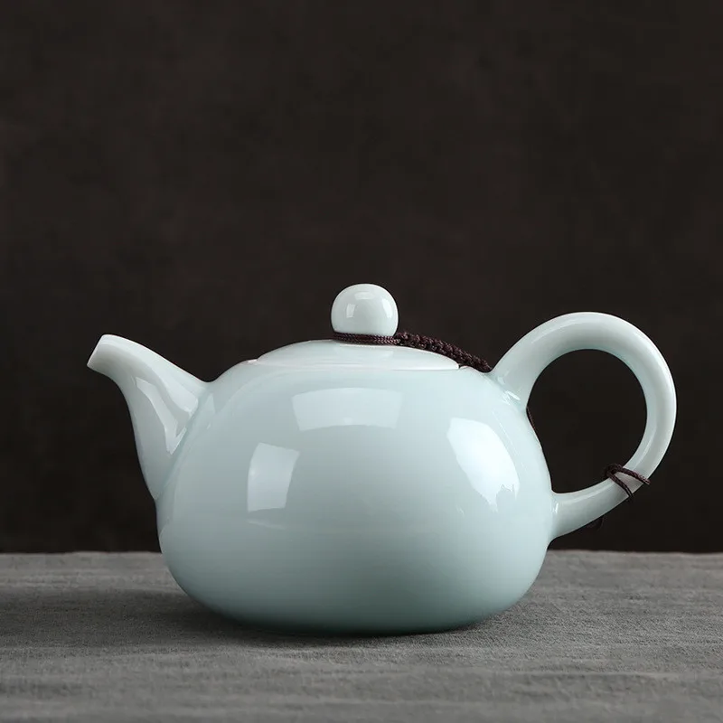 180ML/230ML/250ML Bright Glaze Suet Jade Ceramic Teapot Chinese Kungfu Tea Cup White Porcelain Tea Pot Filter Kettle Tea Maker