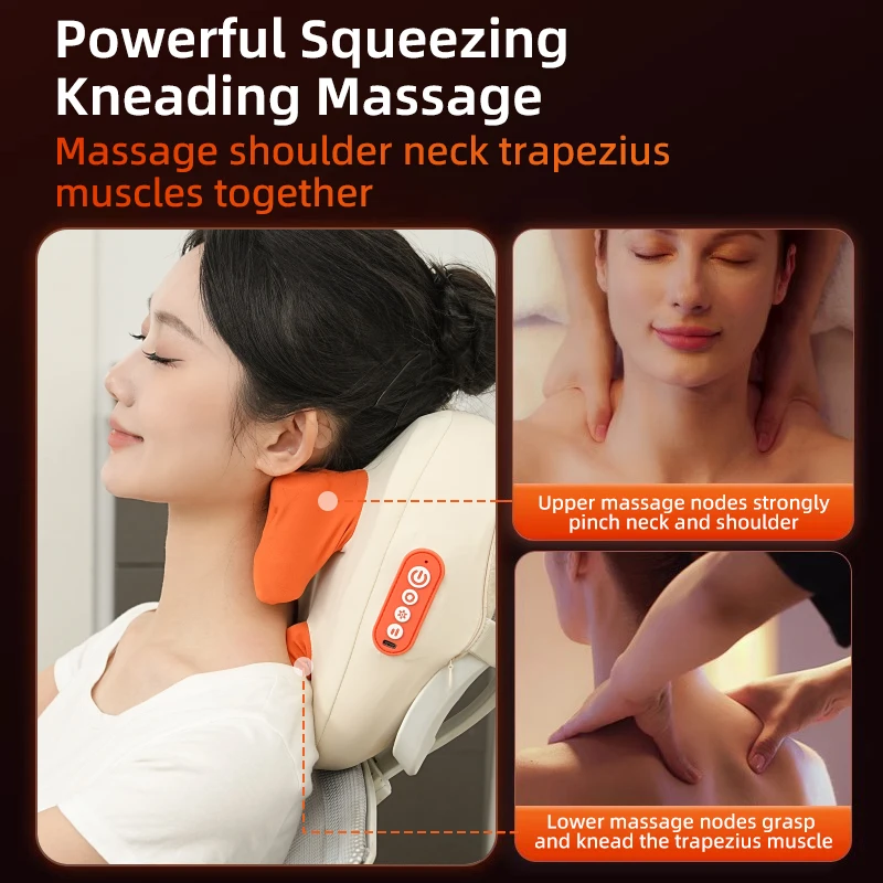New Squeezing Cervical Spine Neck Back Waist Massage Pillow with Unique Heart Design for Muscle Deep Tissue Kneading Massage