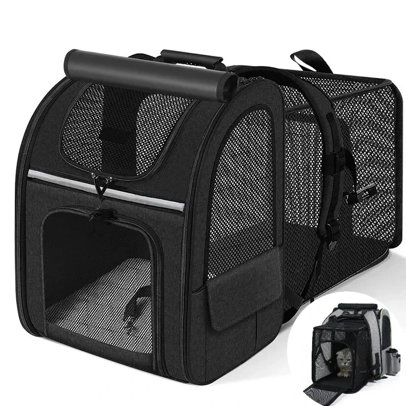 yesPet Cat Carrier Backpacks,Expandable Pet Cat Backpack,Breathable Mesh Pet Carrier Backpack Bag for Travel Hiking Campi.
