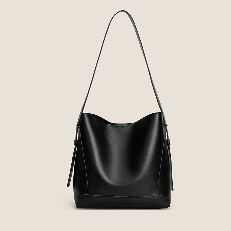 Fêmea de grande capacidade Bucket Bag, alça ajustável Bolsa, Diário Versátil Shopping Shoulder Bag, monocromática, de alta qualidade, moda