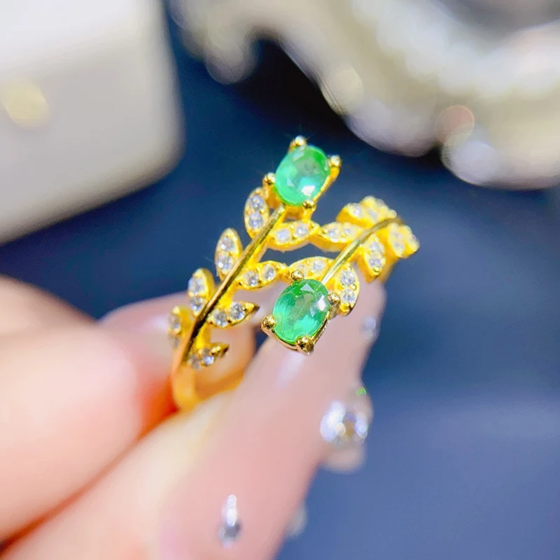 

Natural Emerald Rings for women silver 925 jewelry luxury gem stones 18k gold plated free shiping items