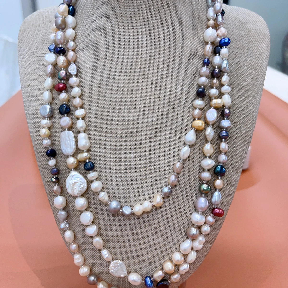 Natural Freshwater Pearl Necklace Baroque Irregular Colorful Sweater Chain for Women Jewelry Accessories Daily Gifts 120cm