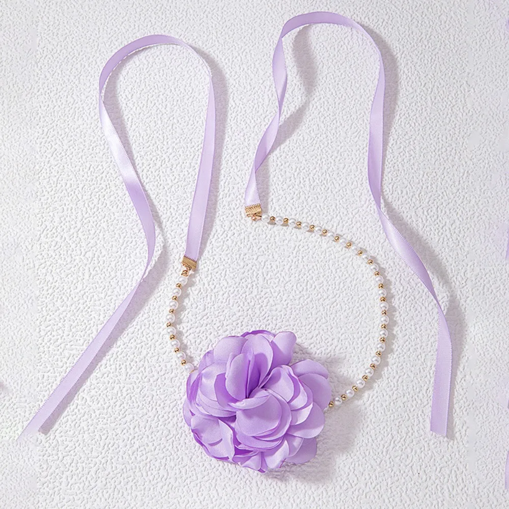 Lace Flower Necklaces Trendy Jewelry Imitation Pearl Trending Neck Chain Exaggerated Romantic Choker Necklace Women's