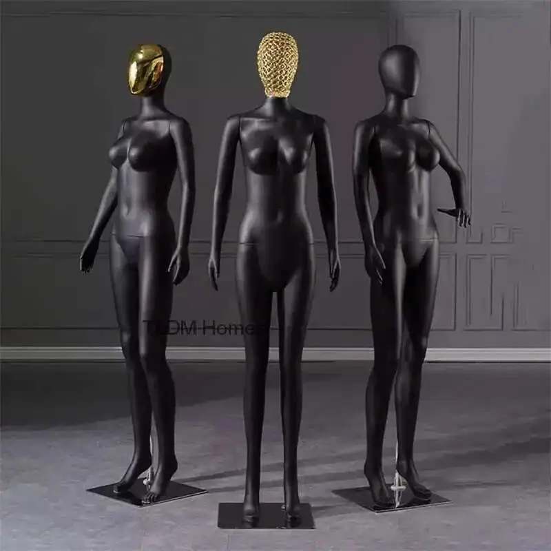 

Black Gold Face Hollow Model Prop Female Full Body Plastic Mannequin High-end Women's Clothing Shop Display Stand Clothes Dummy