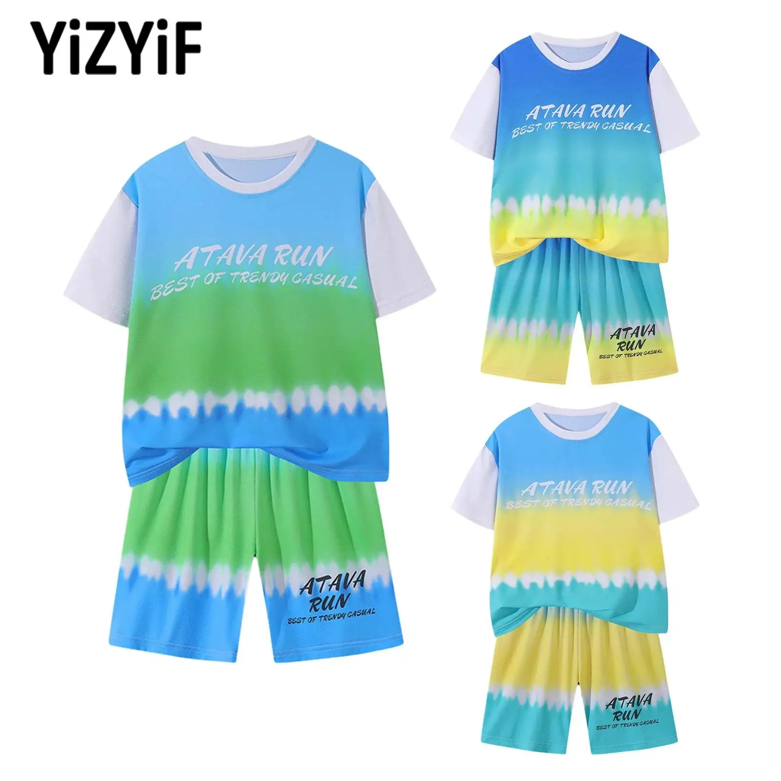 

2 Pcs Boys Quick-Drying Sportswear Soft Breathable Fashion Short Sleeve T-shirt with Shorts Tracksuit Kid Active Wear Sportswear