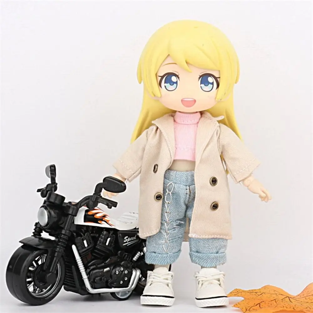 DIY Toy Cool Jackets Doll Coat Jackets Warm Clothing Long Coat OB11 Windbreaker Coat Dress Up Handmade Doll Clothes 1/12 BJD