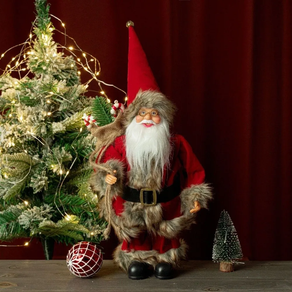 新しい家の装飾 サンタクロースの飾り 可愛い 12インチ クリスマスツリーオーナメント 立っているサンタクロース クリスマス用品 ギフト