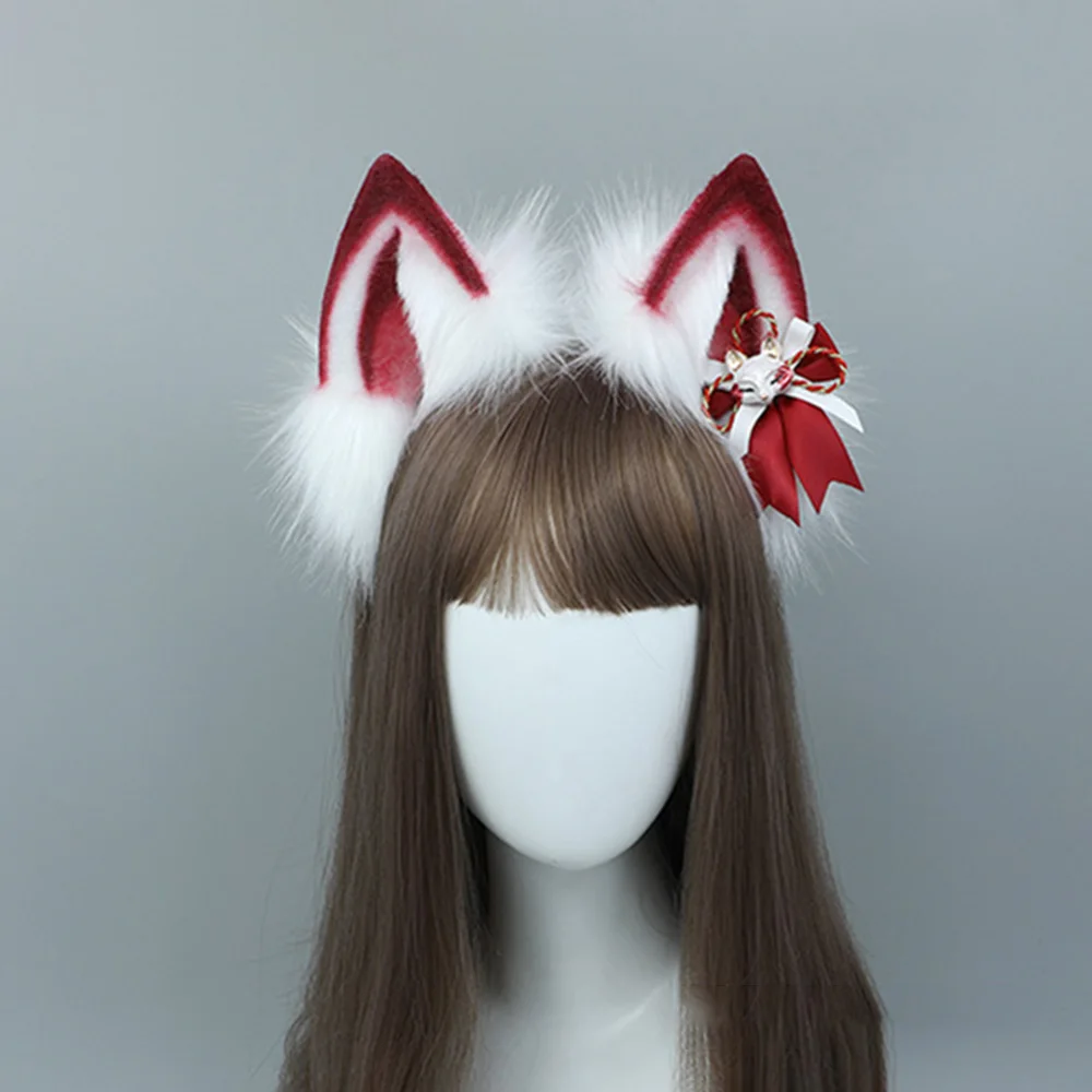 Girls Cute Cosplay Furry Fox Ear Hairband for Women Sexy Lolita Cat Ear Headband Plush Halloween Party Hair Accessories