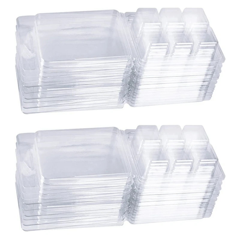 200 Packs Wax Melt Clamshells Molds, Clear Empty Plastic Square Tray For Wax Tarts Candles