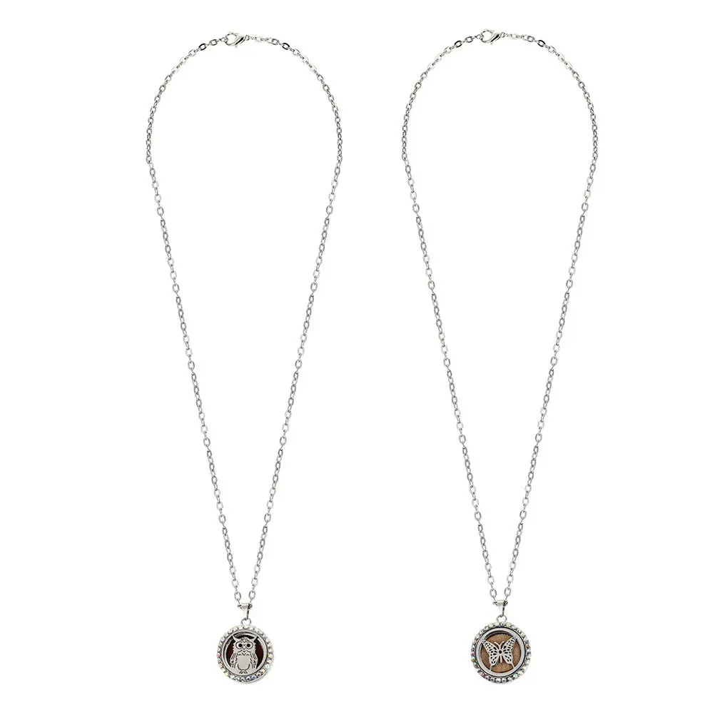 2Pcs Portable Diffuser Necklace Aromatherapy Jewelry with Retro Locket Style Fresh Scent Delivery Gift for Her Aroma Pendant
