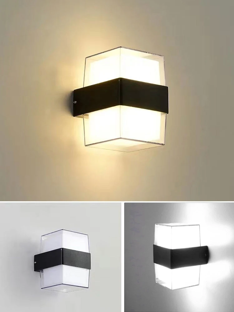 Para cima/para baixo 6w led arandela de parede ao ar livre luminária à prova dip65 água ip65 varanda lâmpada alumínio aço doorplate escada jardim corredor