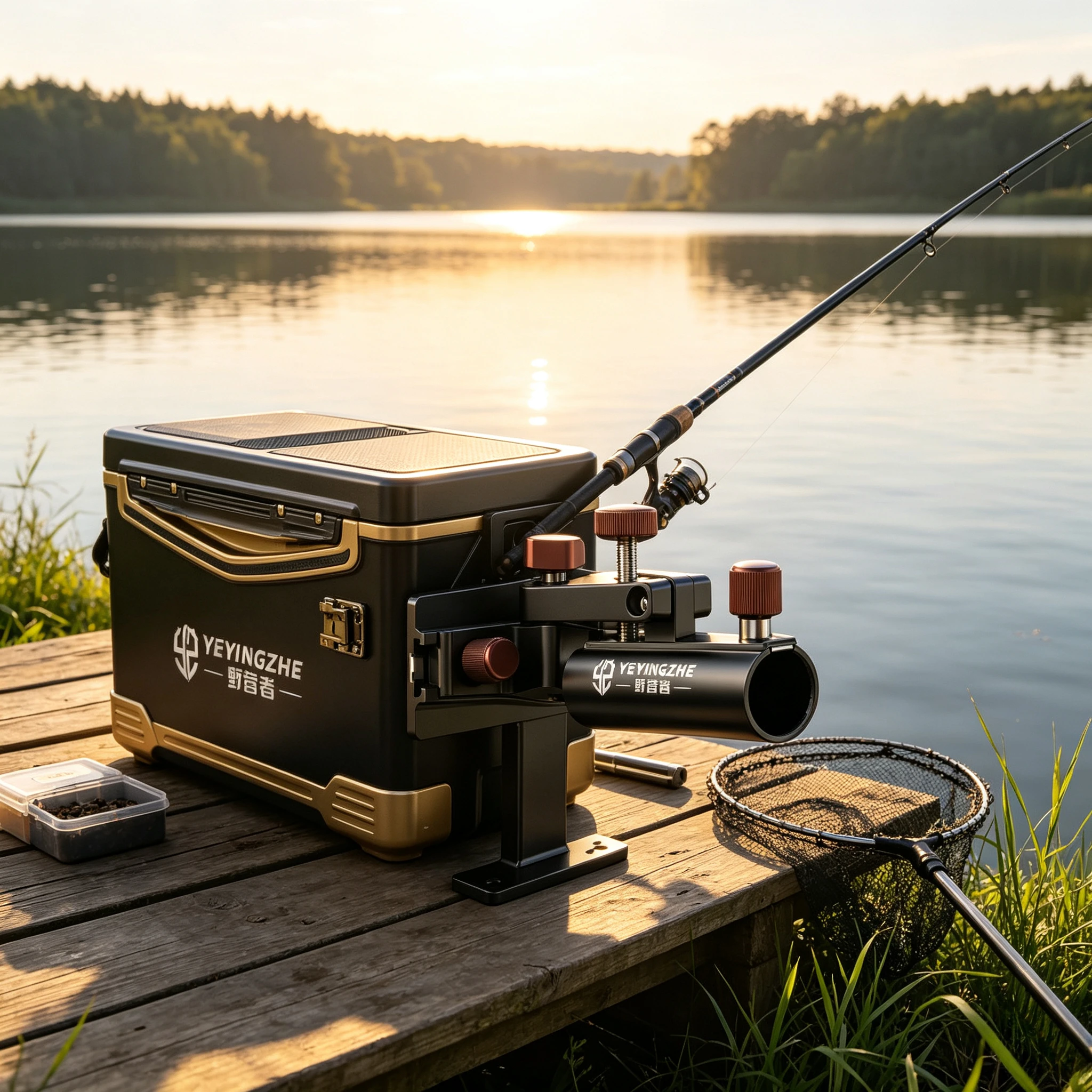 Front Corner Double Fishing Rod Holder for Fishing Box, Left‑Right Universal Large‑Object Rod Bracket, Practical Fishing Box