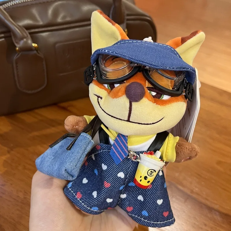 Breloczek pluszowy w stylu Q-version z lisem Nickiem, zawieszka do torby, dekoracja, pluszowa lalka z kreskówki dla dzieci, prezent urodzinowy dla fanów.