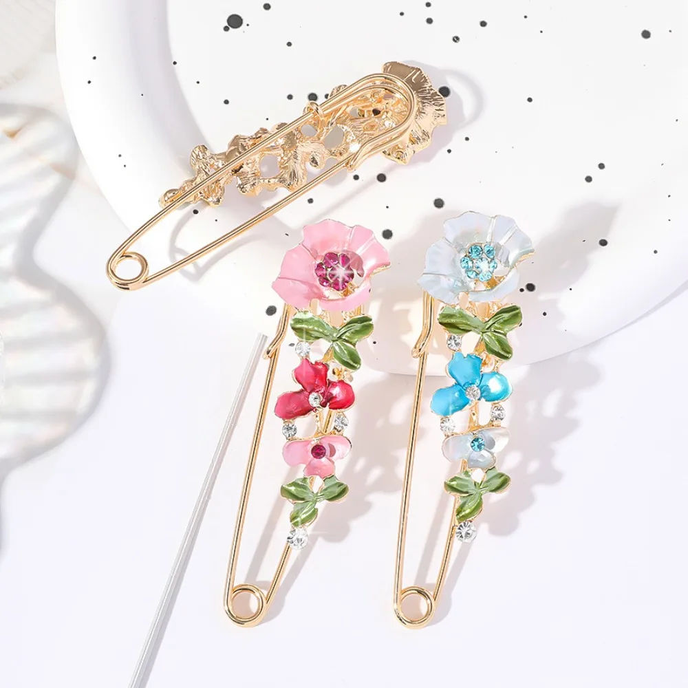 New 8CM Brooch Pins 3 Colors Flower Rhinestone Jewelry Collar Lapel Pin DIY Lapel Pin Accessories