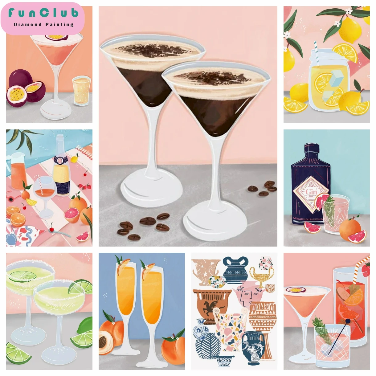 Pintura de diamante moderna 5D DIY, diamantes de imitación para adultos, Manhattan Bloody Mary, paisaje de cóctel, bricolaje, punto de cruz, Bar, regalos, arte de pared