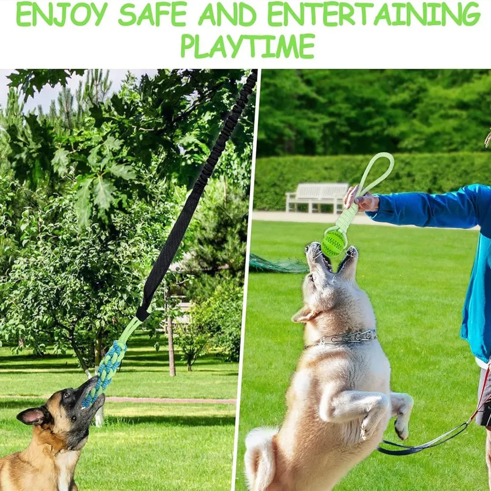 Interactive Dog Toy Tug of War Spring Rope Dogs Outdoor and Indoor Hanging Pull Rope Ball Puppy Molar Teeth Cleaning Chew Toys