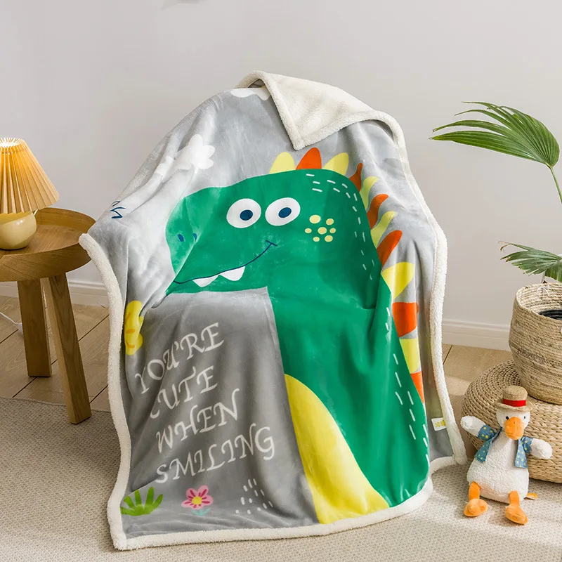 Winter Thick Blanket Children's Blanket Flannel Air Conditioning Blanket Cartoon Coral Fleece Lamb Fleece Blanket