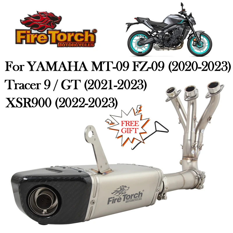 

Slip On For YAMAHA MT-09 FZ-09 XSR900 Tracer 9 GT 2020 2021 2022 2023 Motorcycle Full Exhaust System With Catalyst Mid Link Pipe