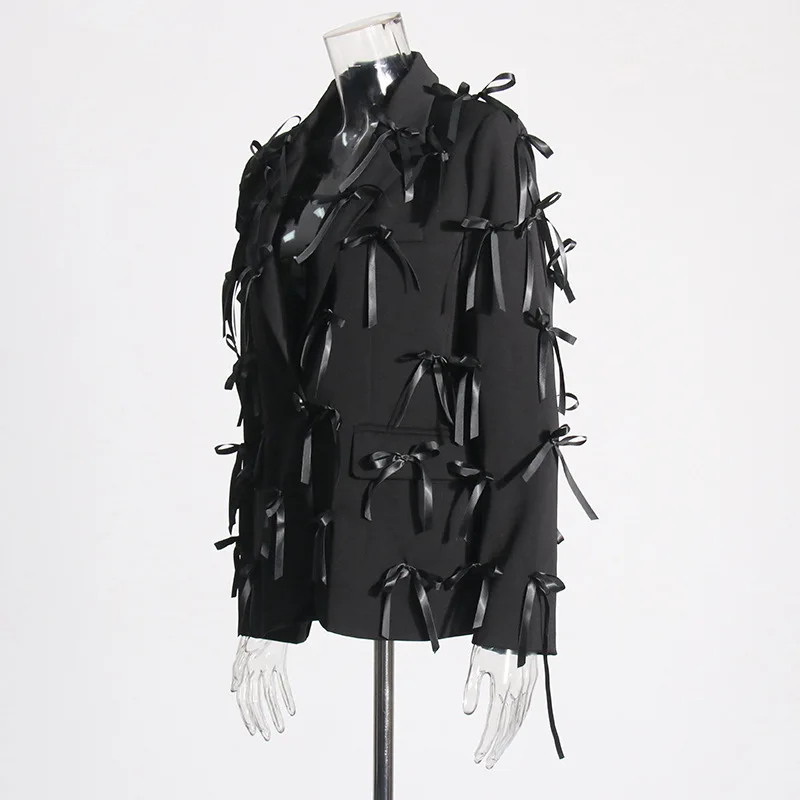 

Australian Versatile 2025 Spring New Item Jacket Niche Design Splicing Three-Dimensional Bow Suit Jacket Women's Trend
