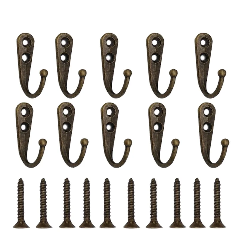 

10 Pack Wall Hooks with Screws Alloy Hanging Single Hook Bathroom Coat Clothes Hanger Two Colors Available Home Accessories