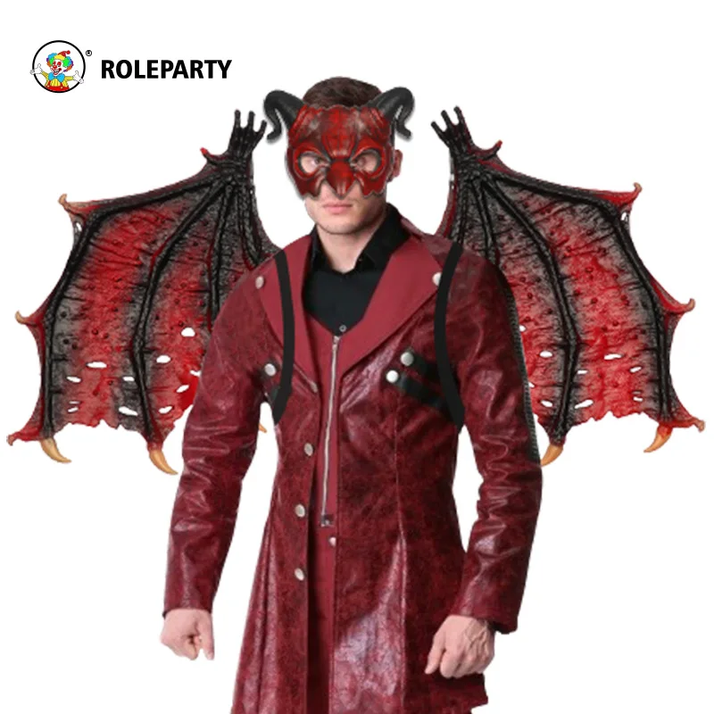 New Halloween Devil Cosplay Accessories Wings Mask Men Women Vampire Dress Up Suit Bat Party Nightclub Bar Festival Props 2024