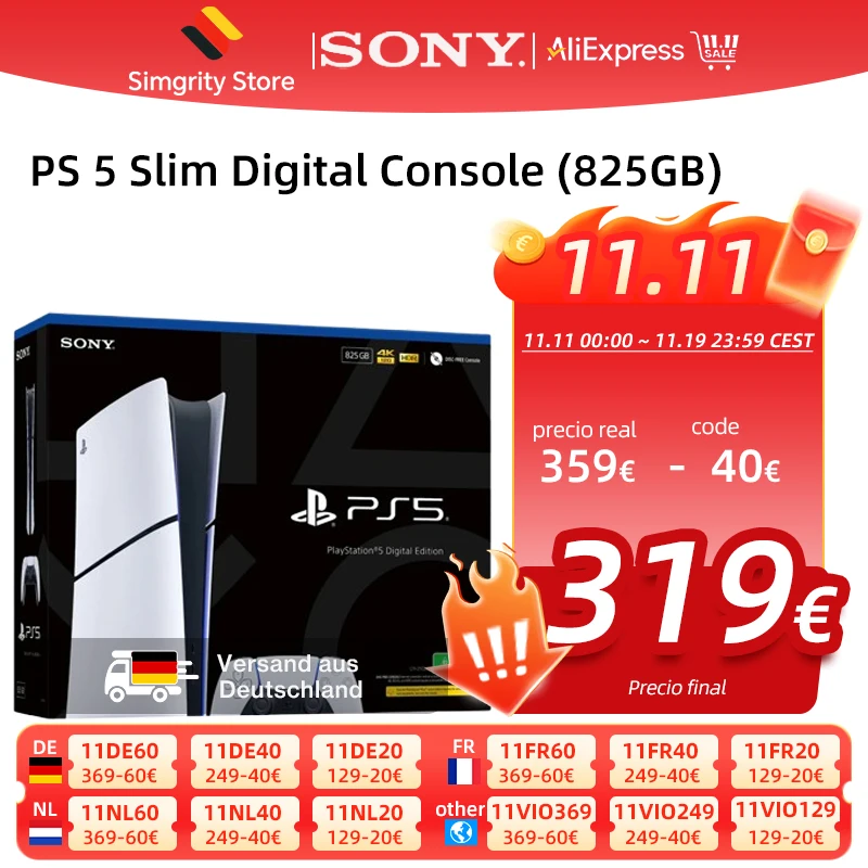 إصدار الاتحاد الأوروبي Sony PlayStation 5 Slim Digital Console (825GB) Model Group - Slim Ultra High Speed SSD Ray Tracing 4K TV Gaming Video Game PS5 Slim #1