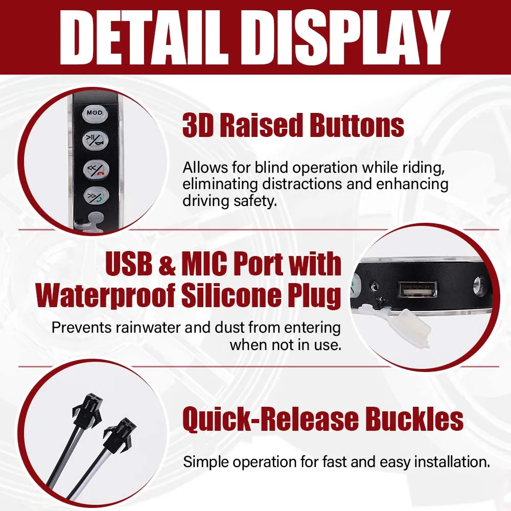 12V Motorcycle Audio System Universal Model Dual Speakers APP Control Waterproof Anti-Theft Compatible Bluetooth Receive Calls
