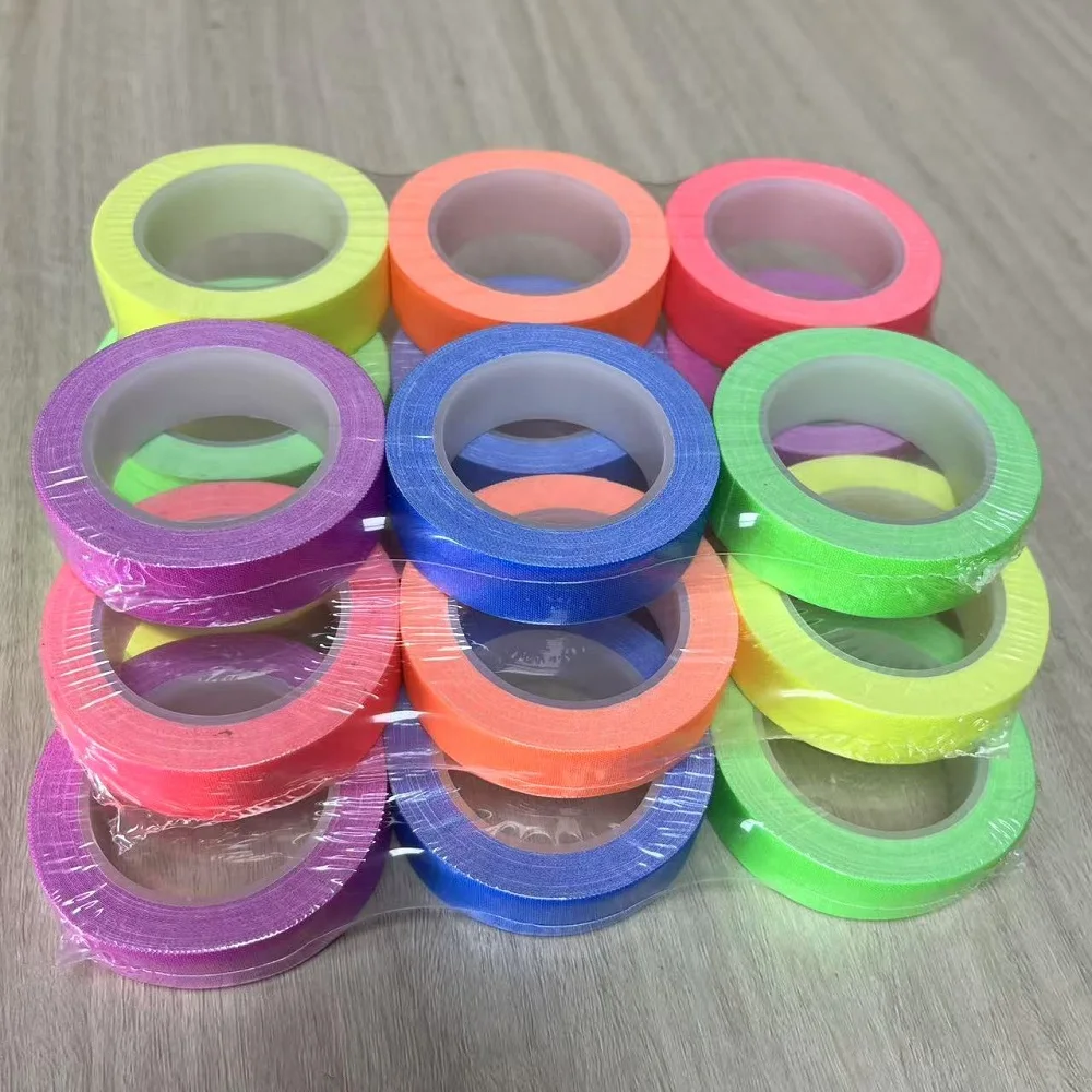 

Whaline 6 Colors Neon Gaffer Cloth Tape Set Fluorescent Rainbow UV Blacklight Tape for UV Parties And Events