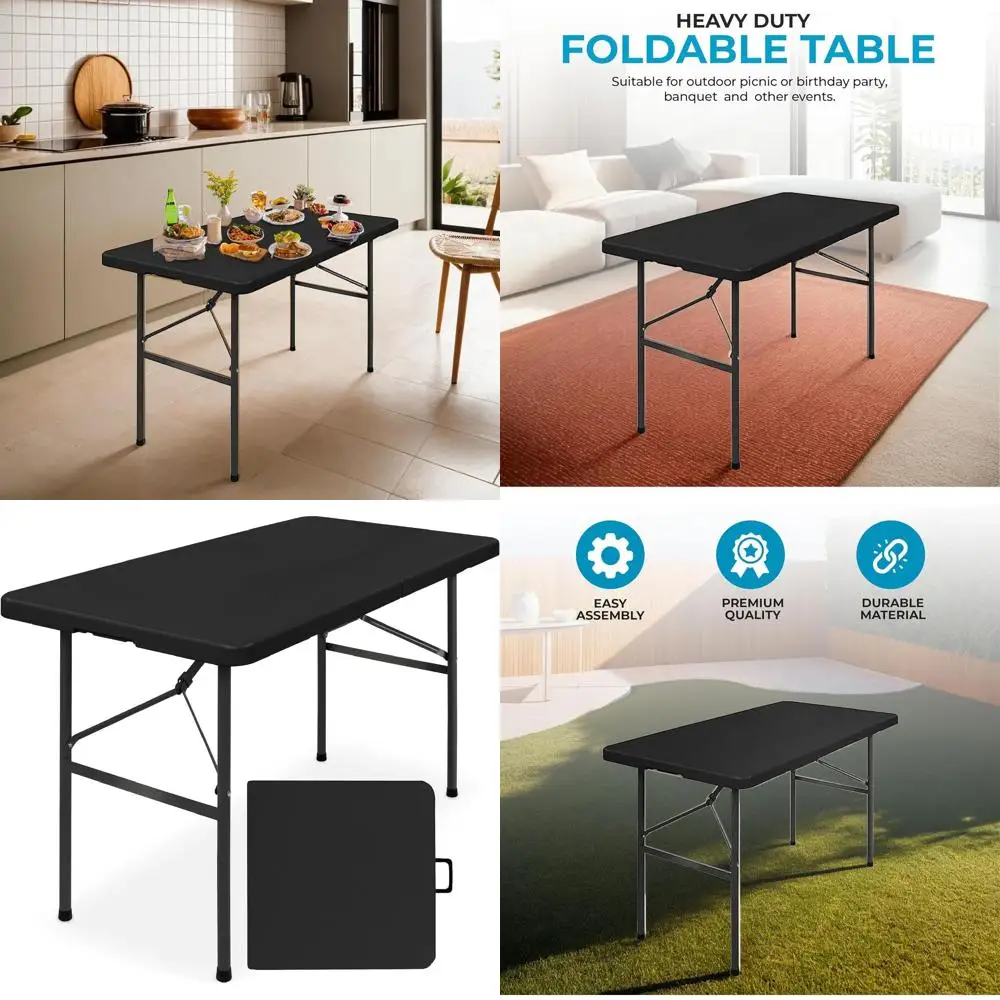 

Толстый портативный пластиковый складной стол — 17% более сильных, для использования в помещении и на открытом воздухе, сверхпрочный универсальный стол с ручкой для вечеринки или кемпинга (