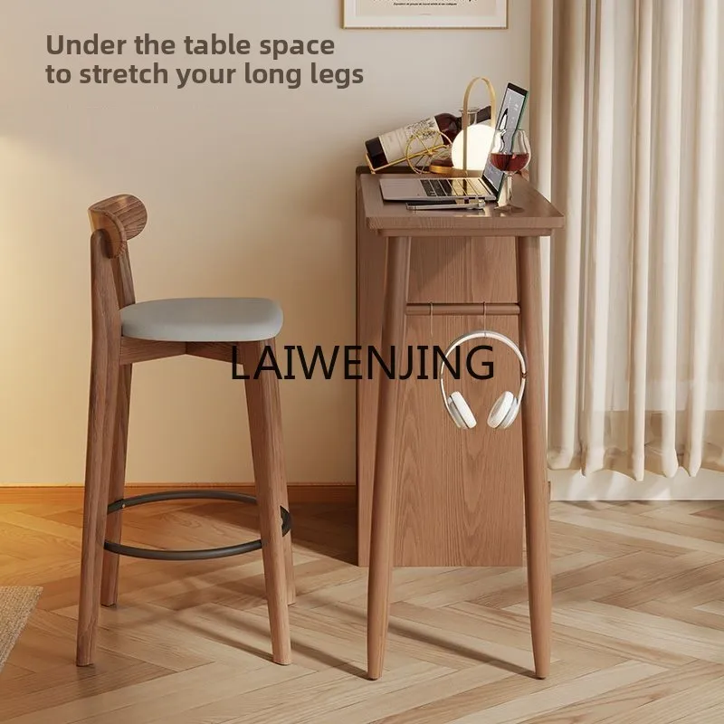 HLZ solid wood bar table retractable small apartment extremely narrow light luxury open living room high balcony leisure bar