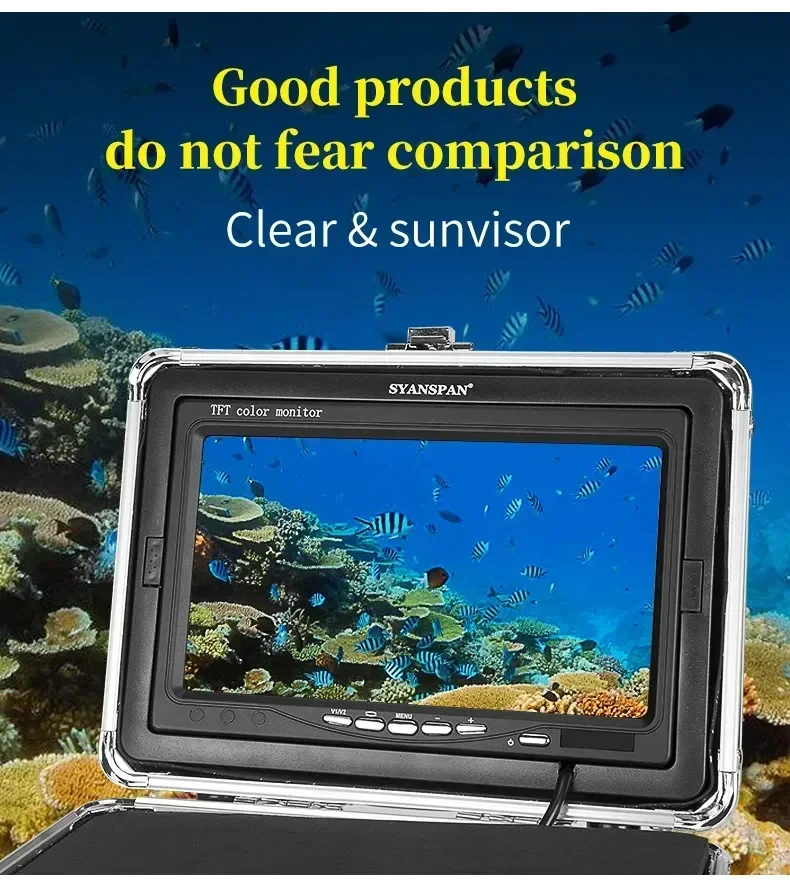 WF01B Underwater Camera Cable Waterproof Camera Underwater Camcorder 7 Inch LCD Monitor Fish Finder HD 1200TVL Fishing Camera