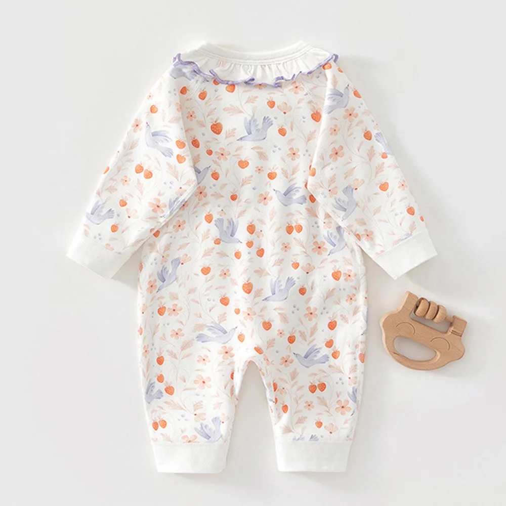 Newborn Girl Christmas Clothes Floral Ruffles Cotton Long Sleeve Baby Romper Spring Autumn Infant Jumpsuit