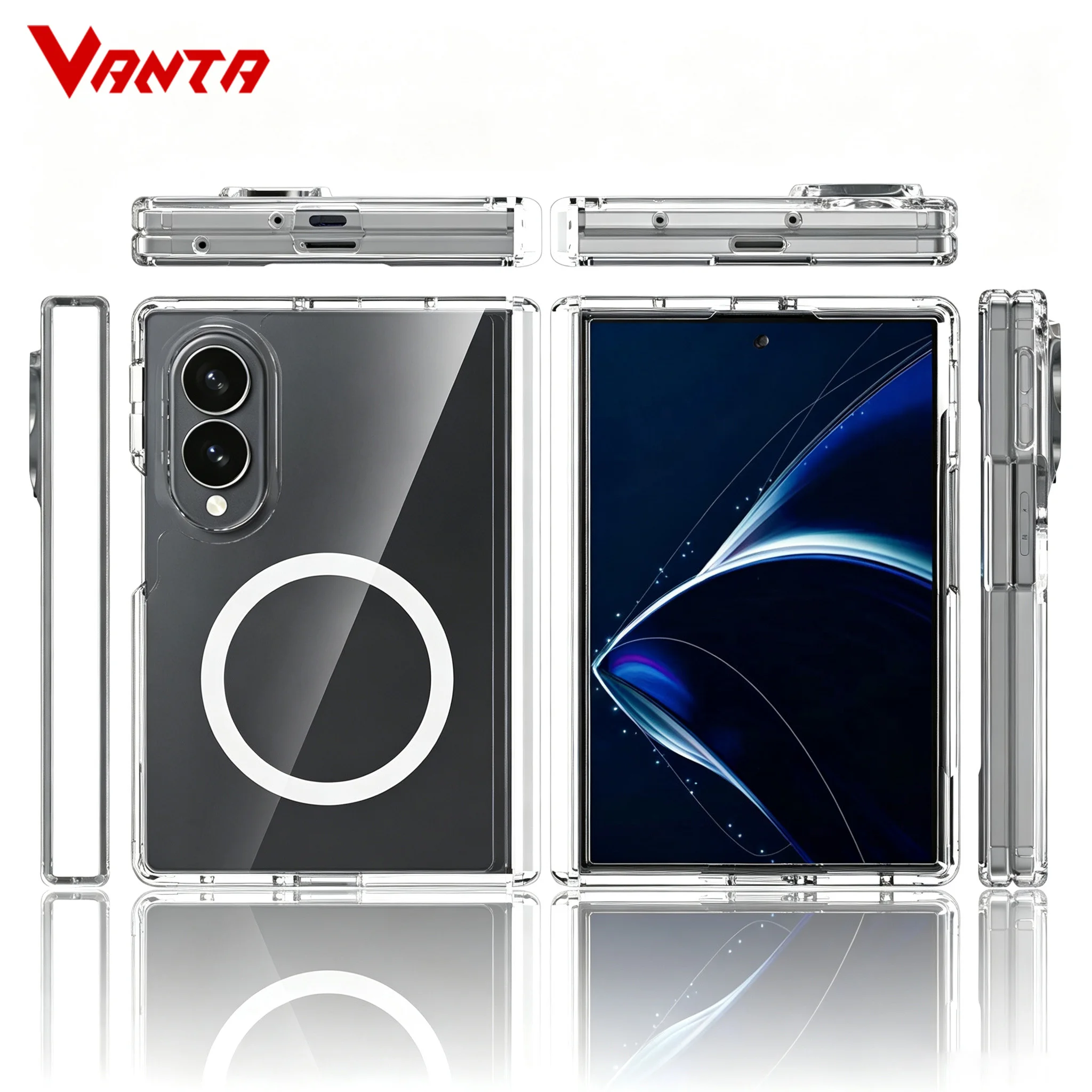 Z Fold8 Wide Clear Magnetic Case for Samsung Galaxy Z Fold 8 Ultra 7 6 Hinge Protective for Magsafe Wireless Charge Slim Cover
